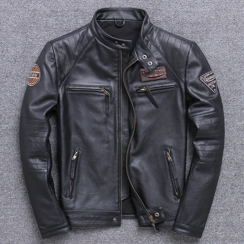 빈티지 남성용 천연 가죽 바이커 재킷, 슬림 100%  - Riding Jacket Leather 리뷰 및 가격