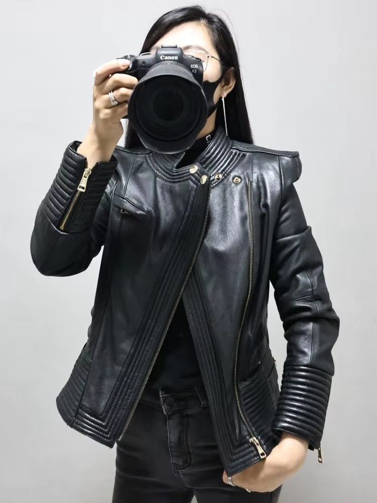 여성 슬림핏 양가죽 정품 가죽 재킷 오토바이 바이커 코 - Riding Jacket Leather 리뷰 및 가격