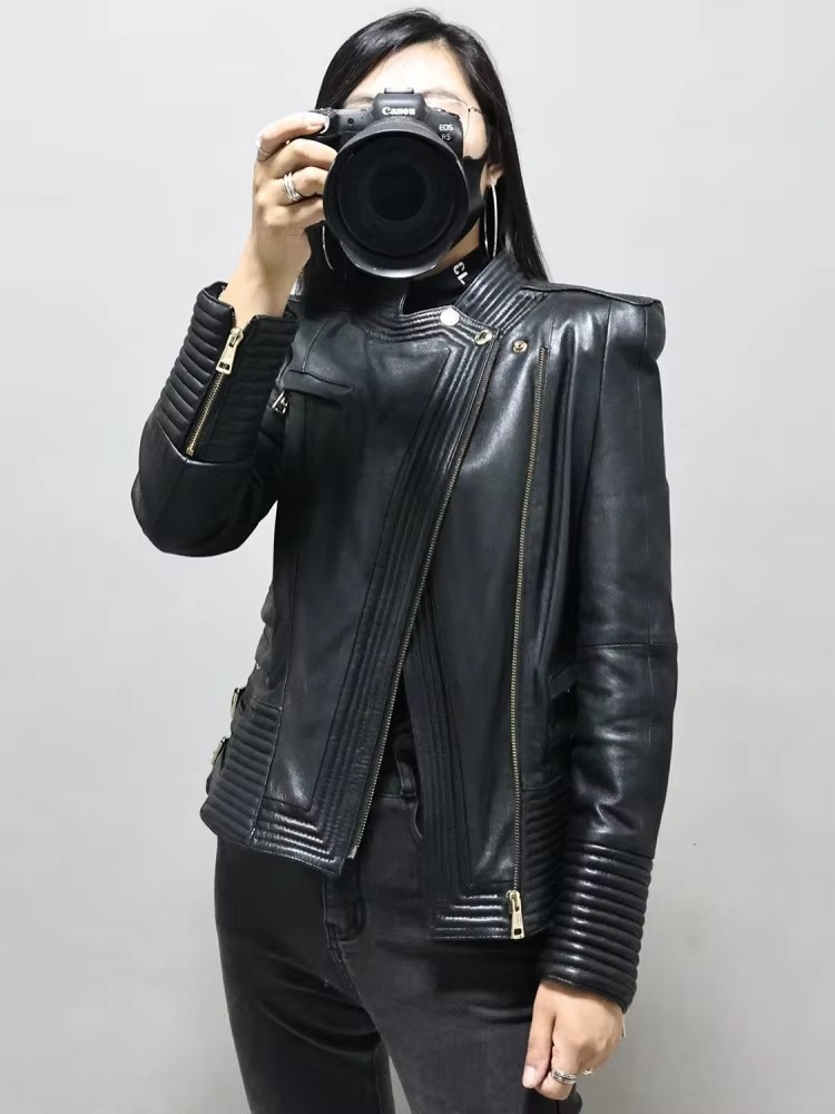 여성 슬림핏 양가죽 정품 가죽 재킷 오토바이 바이커 코 - Riding Jacket Leather 리뷰 및 가격