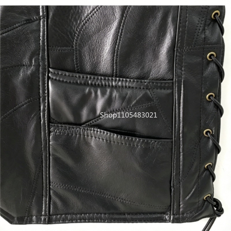 남성용 블랙 패치워크 가죽 바이커 조끼, 버튼업 슬리브 - Riding Jacket Leather 리뷰 및 가격