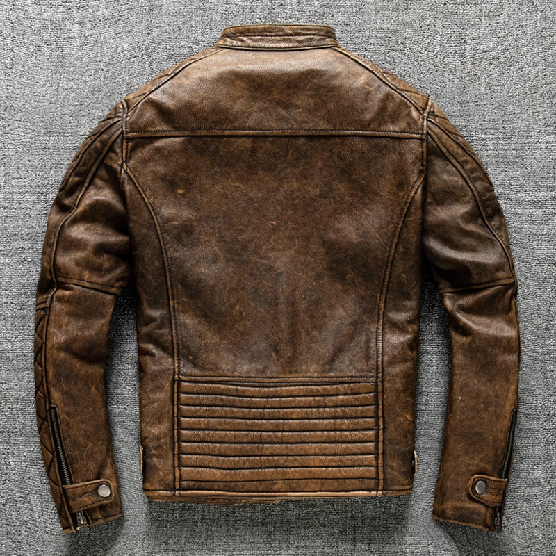 빈티지 남성 가죽 자켓 옐로우 브라운 두꺼운 100%  - Riding Jacket Leather 리뷰 및 가격