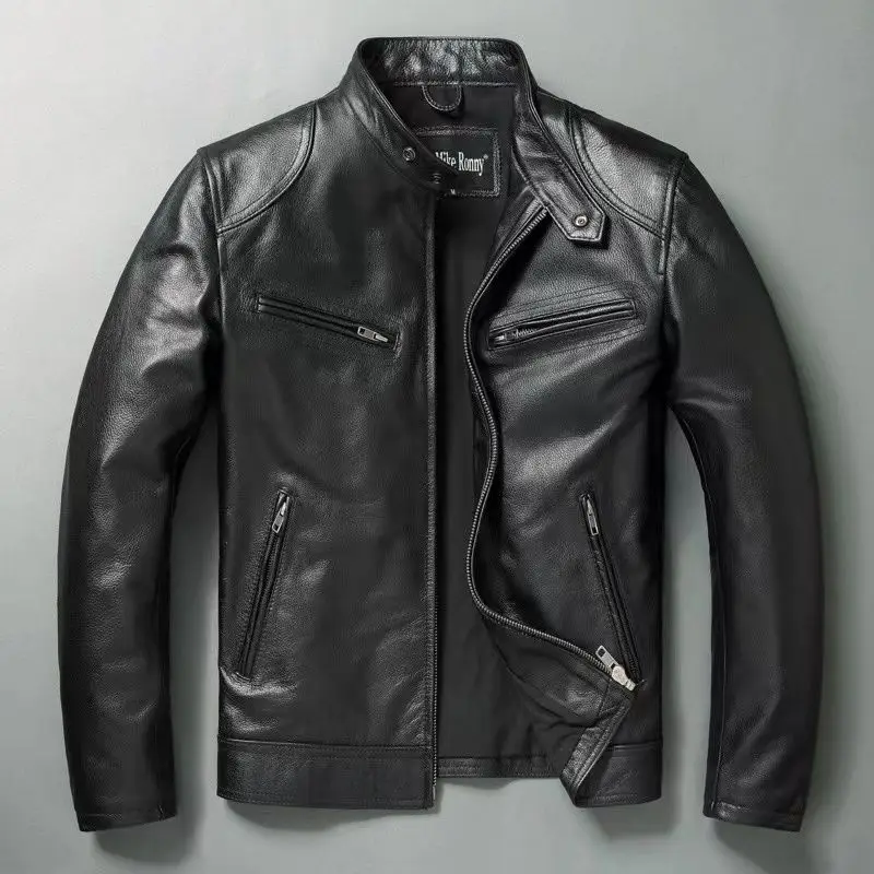 남성용 진짜 가죽 재킷, 100% 소가죽 슬림핏 스탠드 - Riding Jacket Leather 리뷰 및 가격